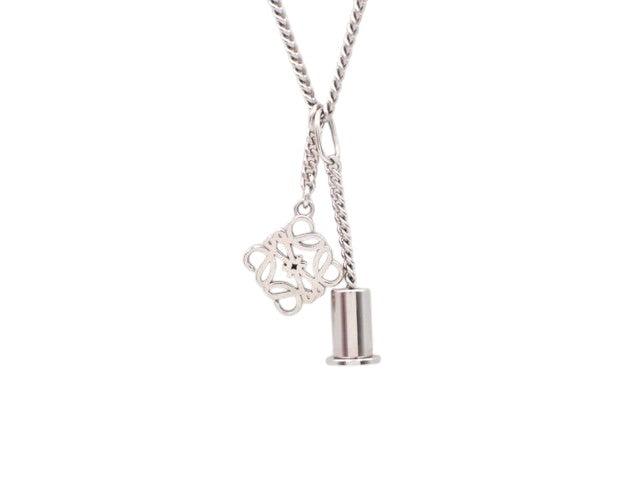 CURATED by Kira silver chain necklace with Loewe Anagram charm and adjustable length