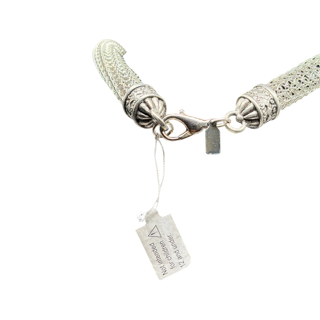 CURATED by Kira 1928 silver tone mesh choker necklace with lobster clasp and safety tag
