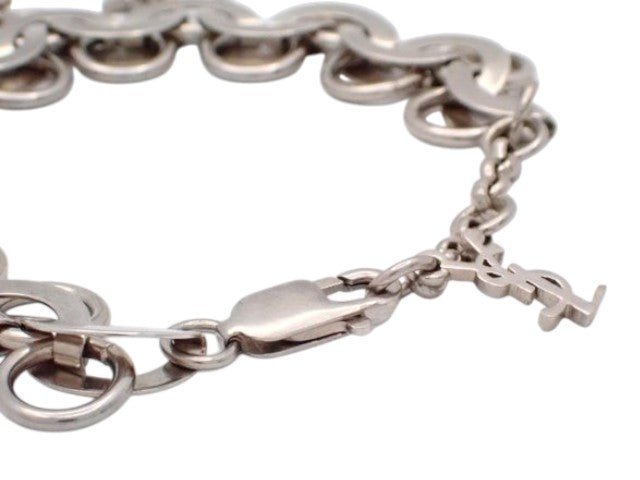 CURATED by Kira silver YSL Cassandra charm swing bracelet with interlocking circular links and lobster clasp