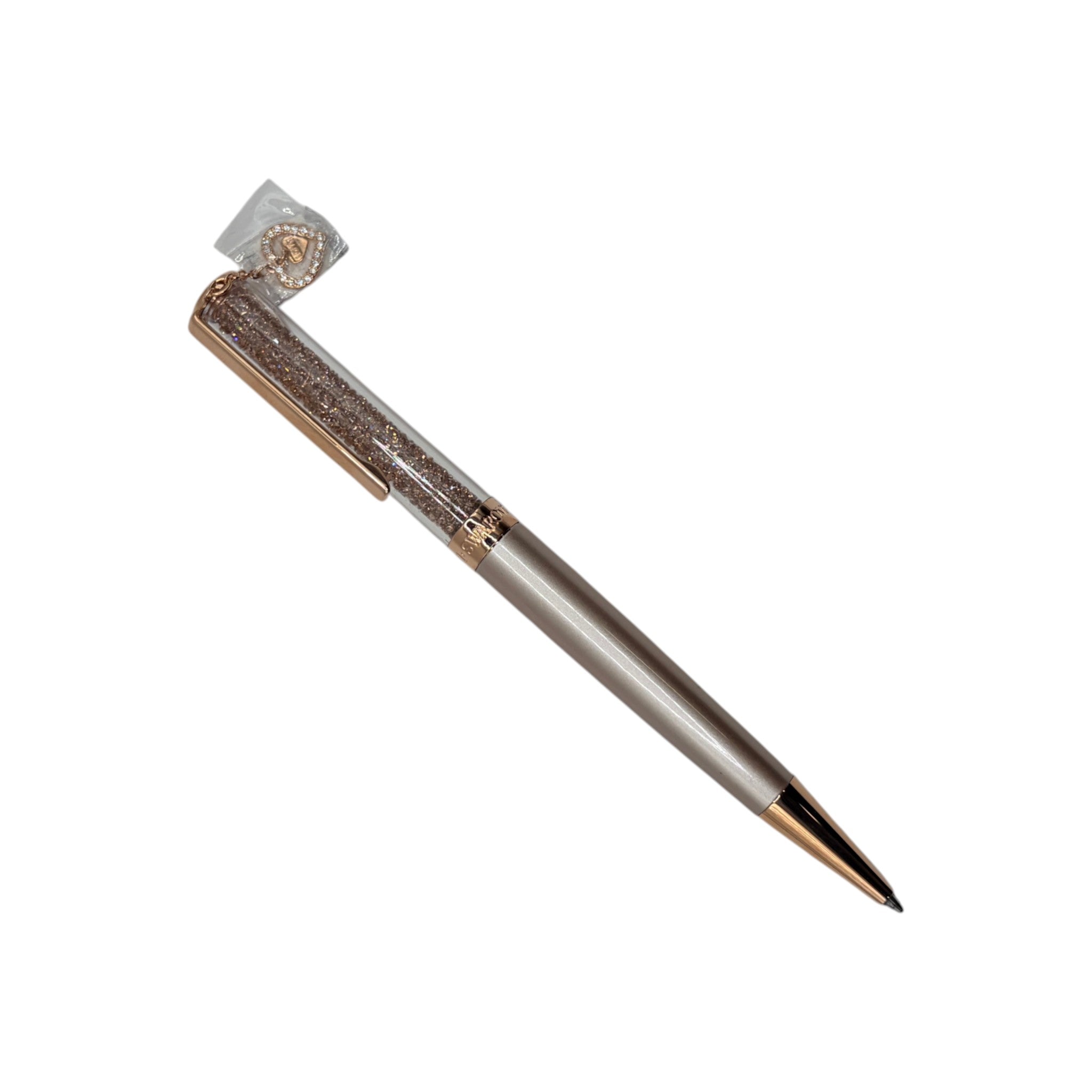 CURATED by Kira Swarovski Crystalline ballpoint pen in gray lacquer with rose gold-tone plating and crystal accents.