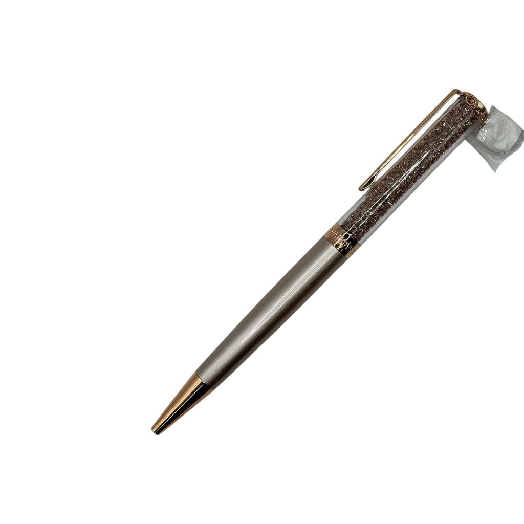 CURATED by Kira Swarovski Crystalline ballpoint pen in gray lacquer with rose gold-tone plating and crystal fill.