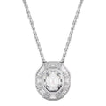 CURATED by Kira Swarovski Mesmera silver-tone pendant necklace featuring a central crystal with baguette accents
