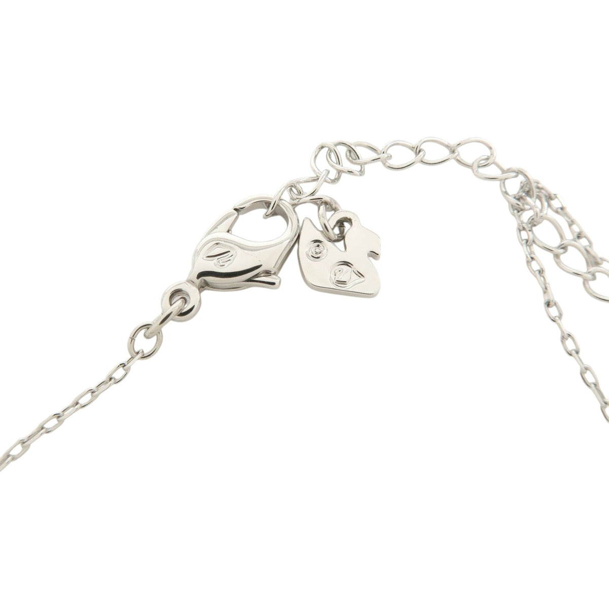 CURATED by Kira Swarovski silver necklace clasp with swan charm and extender chain