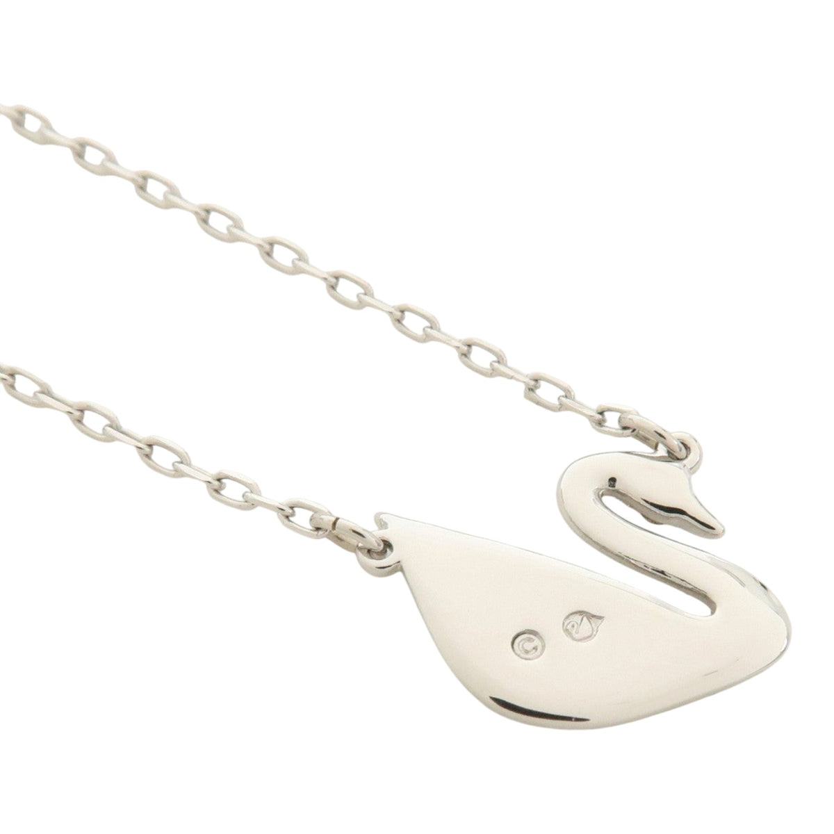 CURATED by Kira Swarovski silver swan pendant necklace with rhinestone detail on a delicate 44cm chain