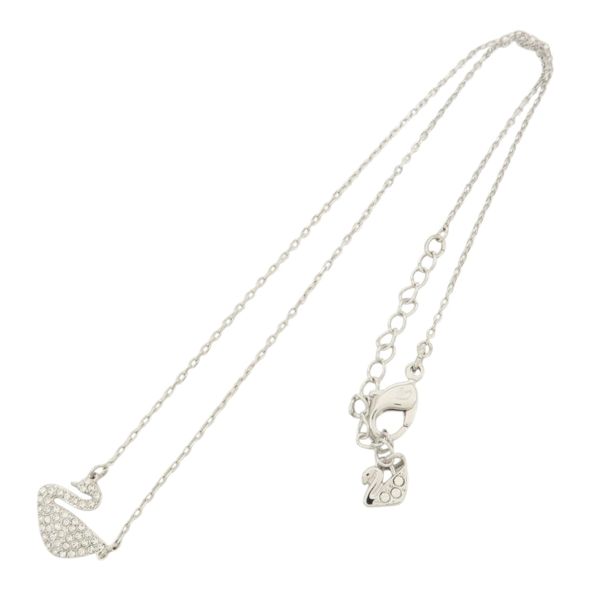 CURATED by Kira Swarovski silver swan necklace featuring a crystal-encrusted pendant on a 44cm delicate chain