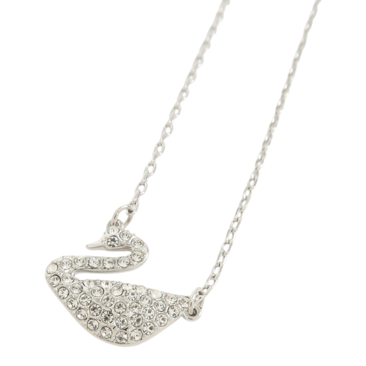 CURATED by Kira Swarovski silver swan pendant necklace featuring sparkling rhinestones on a delicate chain