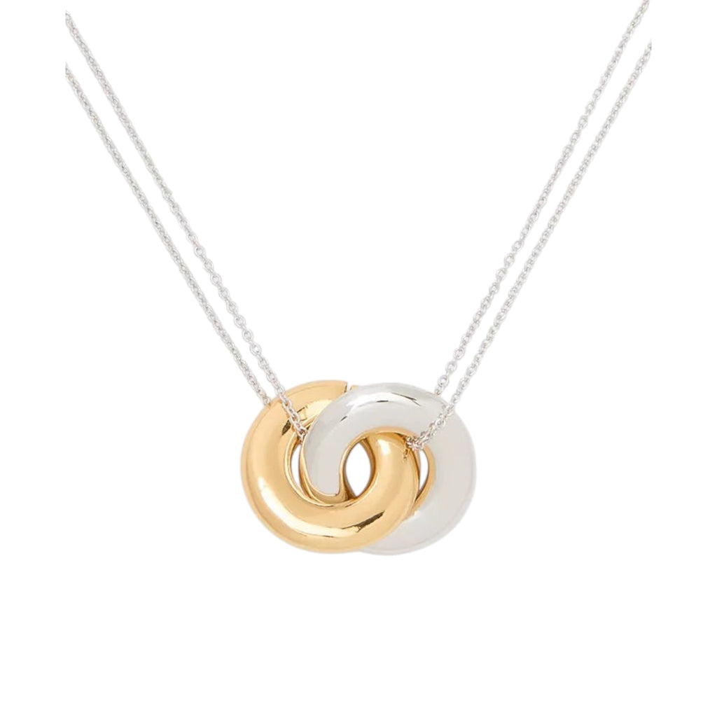 CURATED by Kira kate spade new york two-tone interlock ring pendant necklace with silver and gold finish