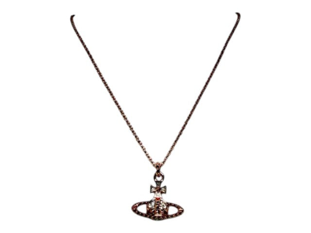 CURATED by Kira Vivienne Westwood bronze orb pendant necklace with a 46cm chain featuring crystal embellishments