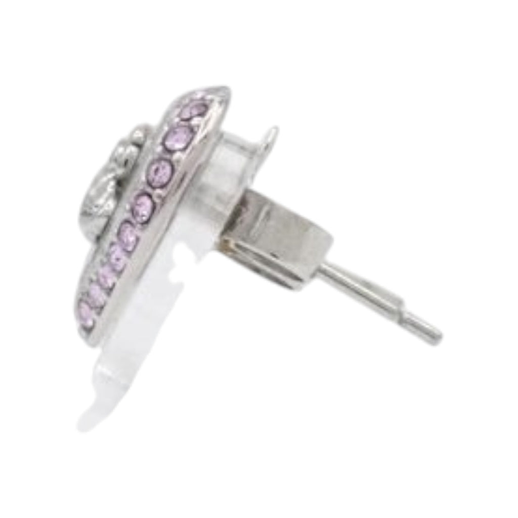 CURATED by Kira Vivienne Westwood silver stud earring featuring a circular design with pink crystal accents