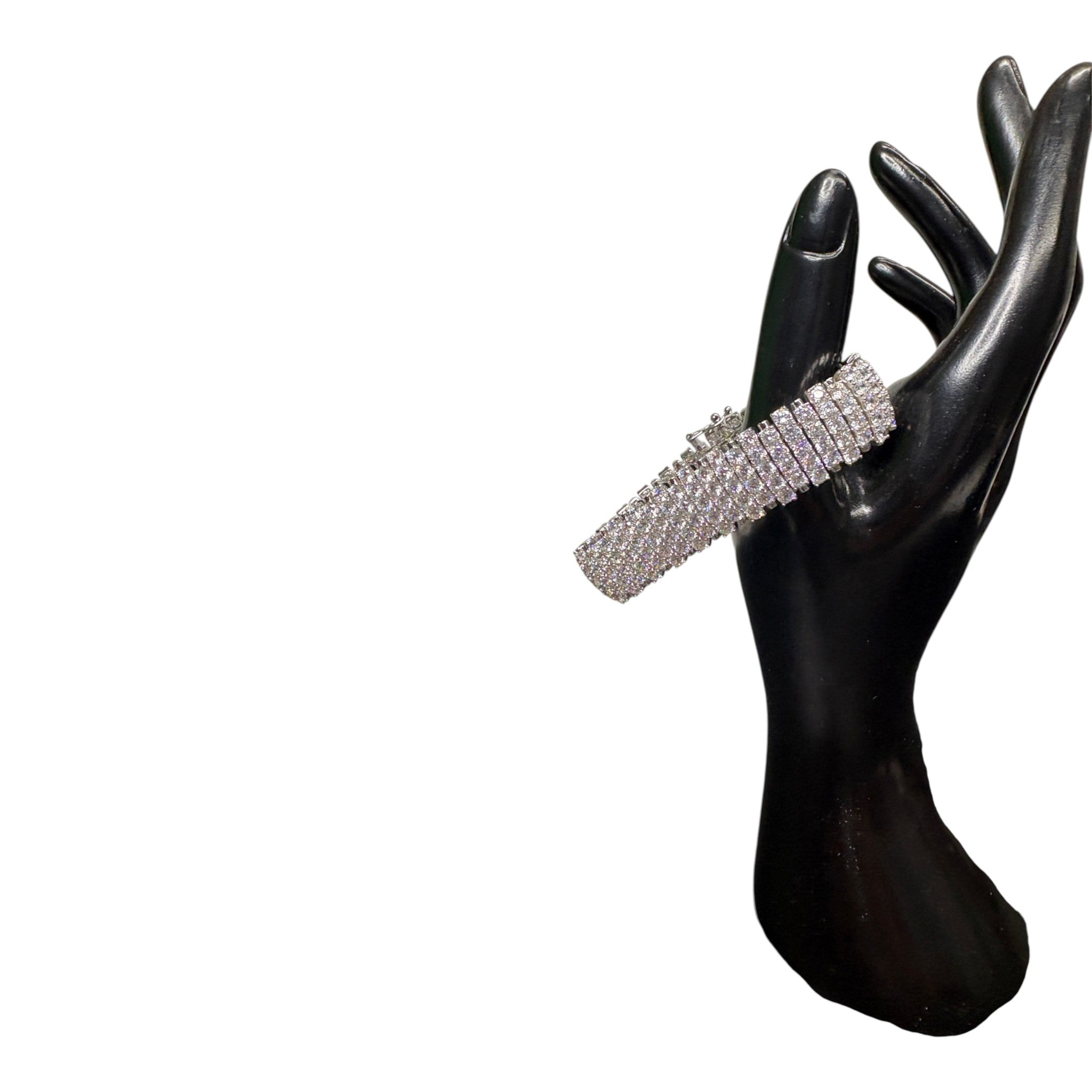 CURATED by Kira wide 5-row sterling silver tennis bracelet featuring sparkling round-cut cubic zirconia stones