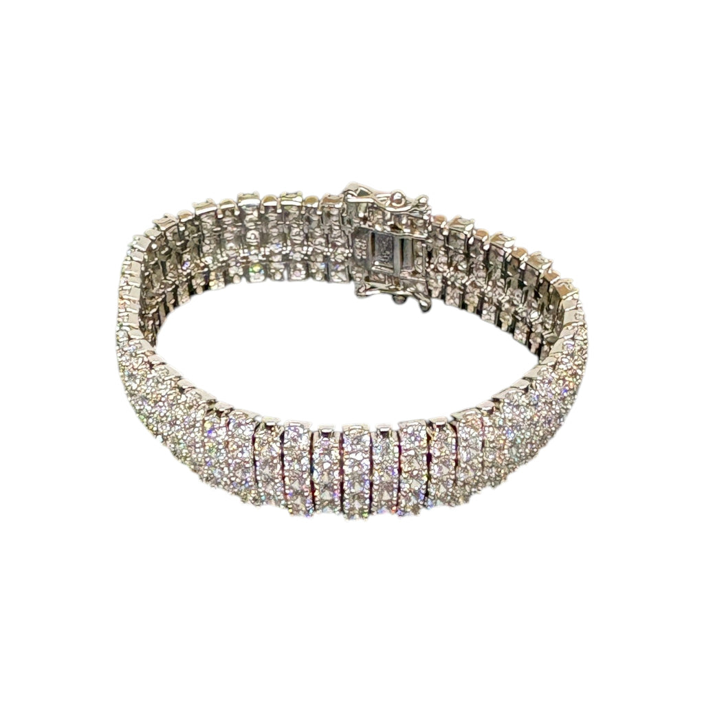 CURATED by Kira wide 5-row tennis bracelet in sterling silver with round-cut cubic zirconia and box lock clasp