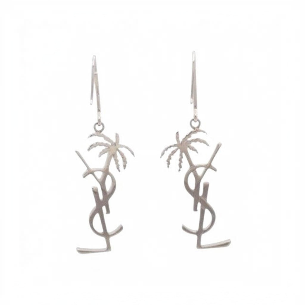 CURATED by Kira silver metal YSL palm tree dangle earrings