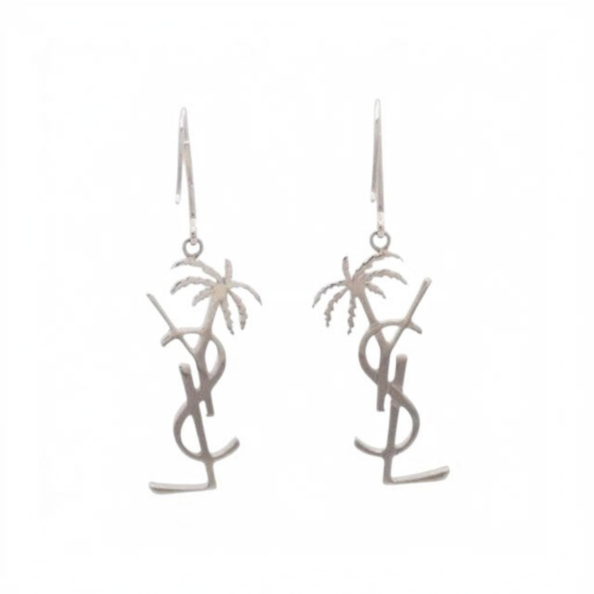 CURATED by Kira silver metal YSL palm tree dangle earrings