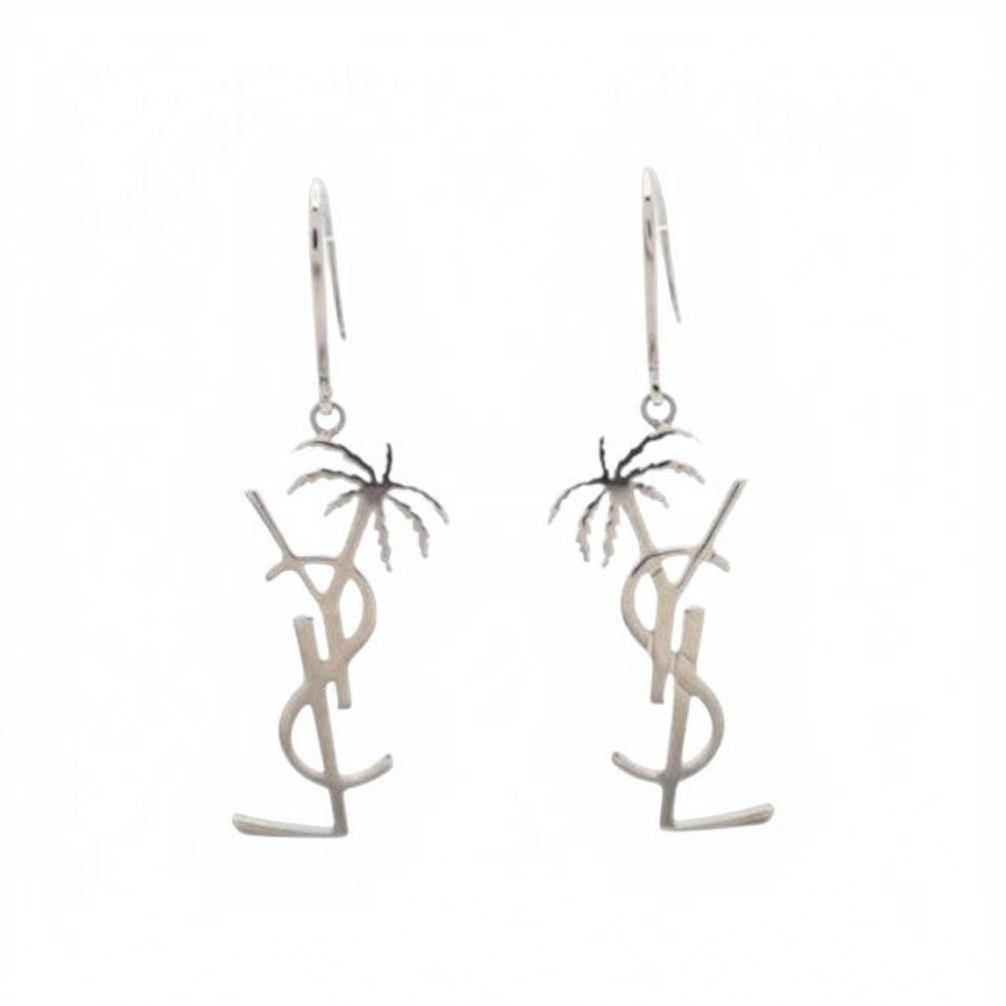 CURATED by Kira silver YSL palm tree drop earrings made of precious metal.