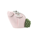 CURATED by Loewe pink leather pig charm with green tassel tail and silver keyring
