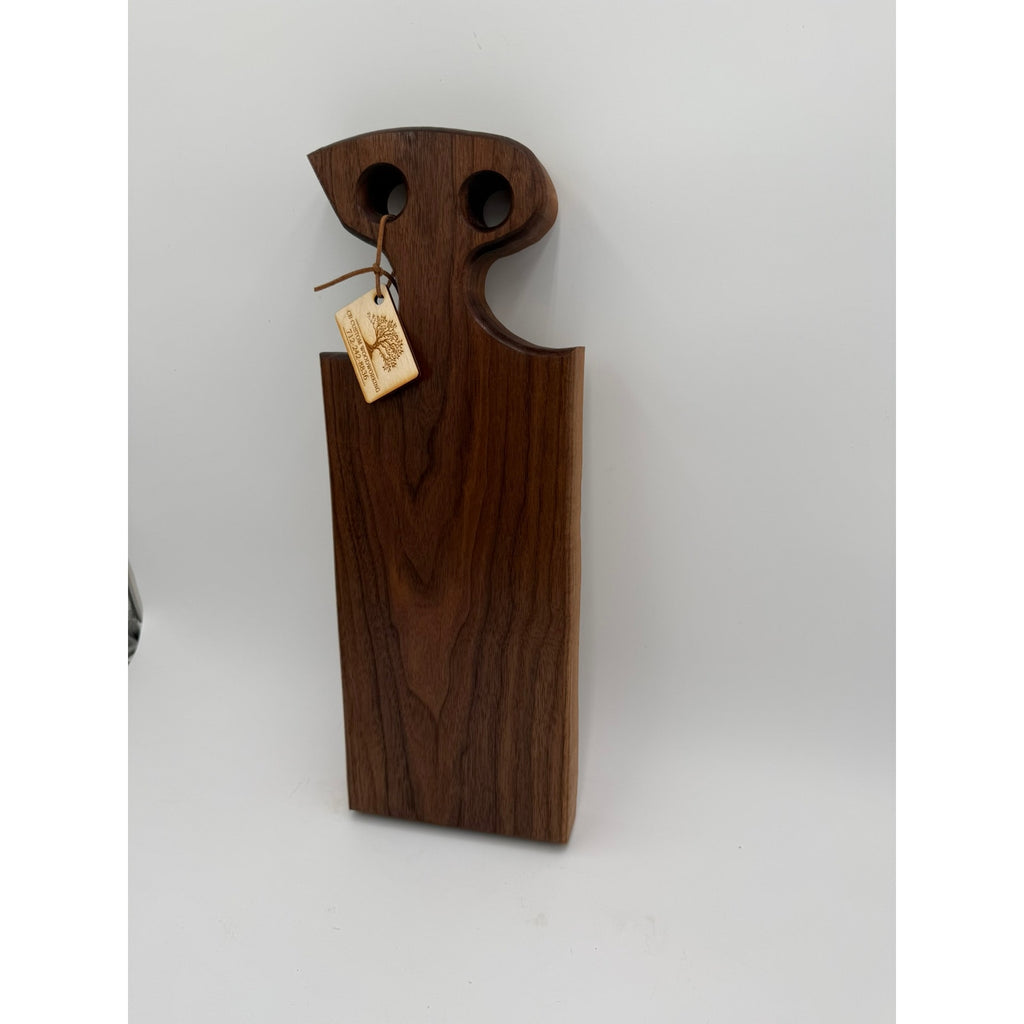 Walnut Free Form Charcuterie Board with Handle, 18 x 6.5 x 1.75, thick and substantial, functional serving, decorative kitchen decor
