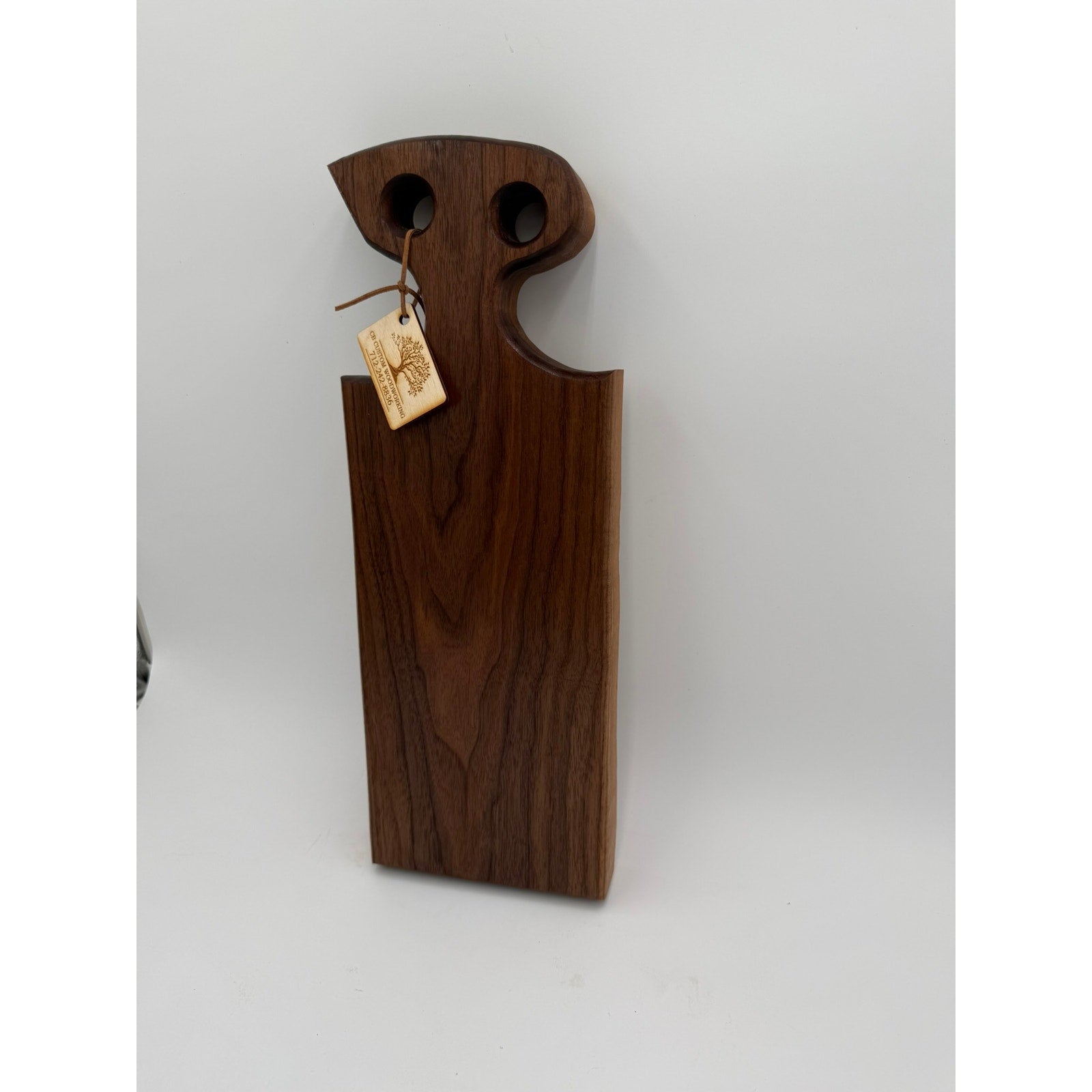 Walnut Free Form Charcuterie Board with Handle, 18 x 6.5 x 1.75, thick and substantial, functional serving, decorative kitchen decor