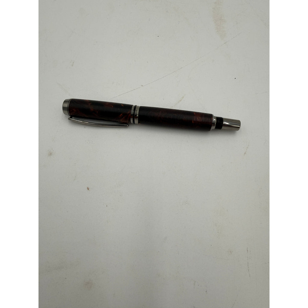 Hand Turned Honduran Rosewood Burl Pen, black titanium hardware, rollerball ink, handcrafted gift, executive writing pen