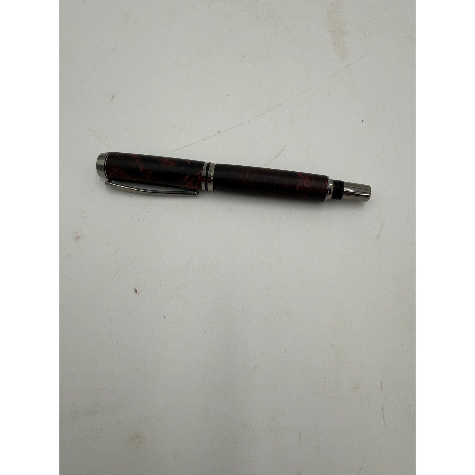 Hand Turned Honduran Rosewood Burl Pen, black titanium hardware, rollerball ink, handcrafted gift, executive writing pen