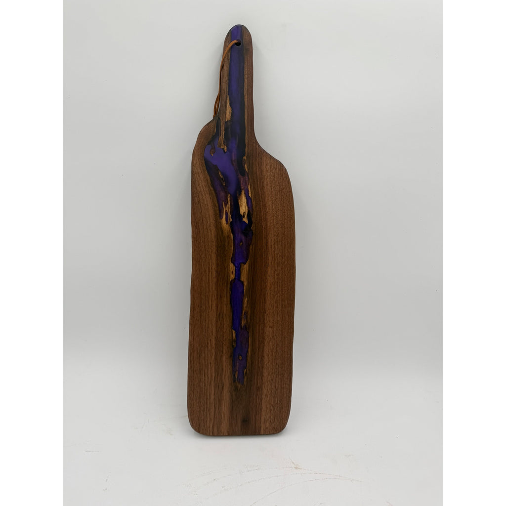 Walnut Charcuterie Board with Purple Epoxy, 20.5 x 5.5 x 7/8, food safe finish, handcrafted serving board