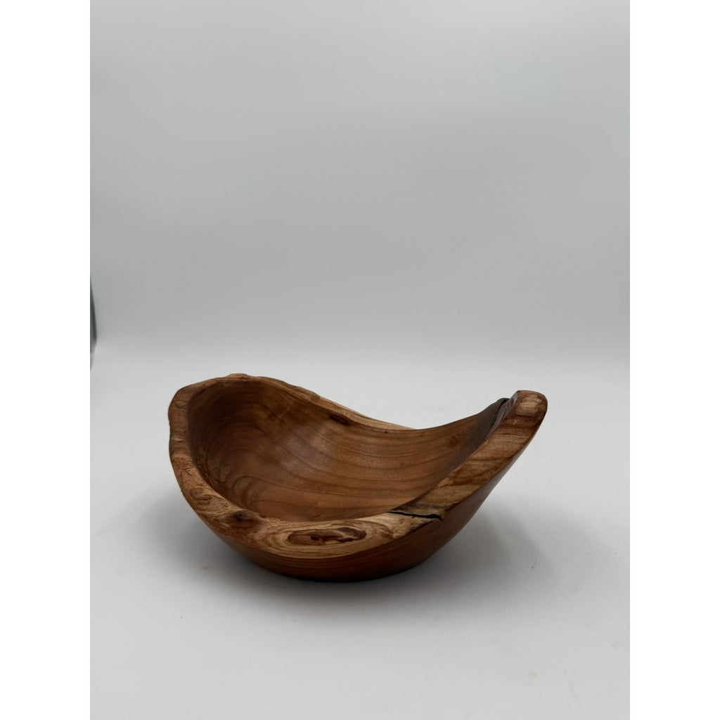 Live Edge Black Cherry Hand Turned Bowl, 7.5 x 5.5 x 2.5 in, food safe finish, rustic decor, functional gift