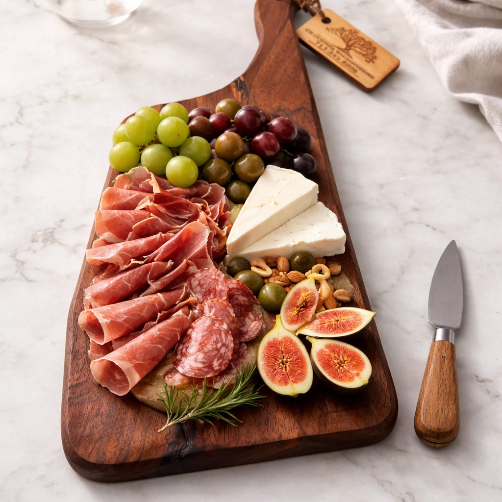 Walnut Charcuterie Board with Offset Handle, 12.25 x 5.5 x 1, serving tray, cheese board, beautiful grain, handmade