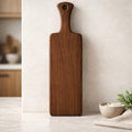 Walnut Charcuterie Board with Handle, 14.25 x 3.75 x .75, food safe finish, slim serving paddle, decorative kitchen gift