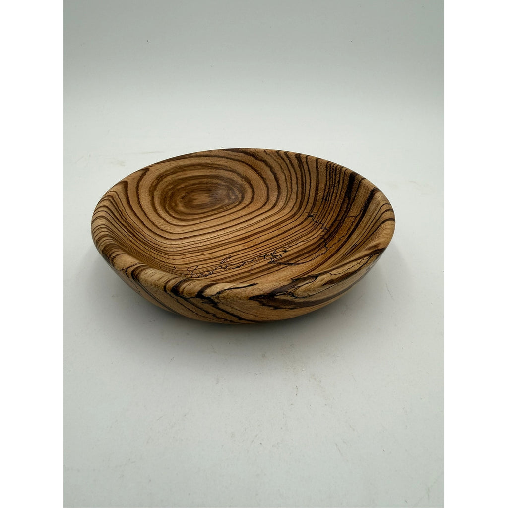 Hand Turned Tiger Wood Decorative Bowl, 6 x 1.5 in, small catchall, natural striped grain, handmade gift