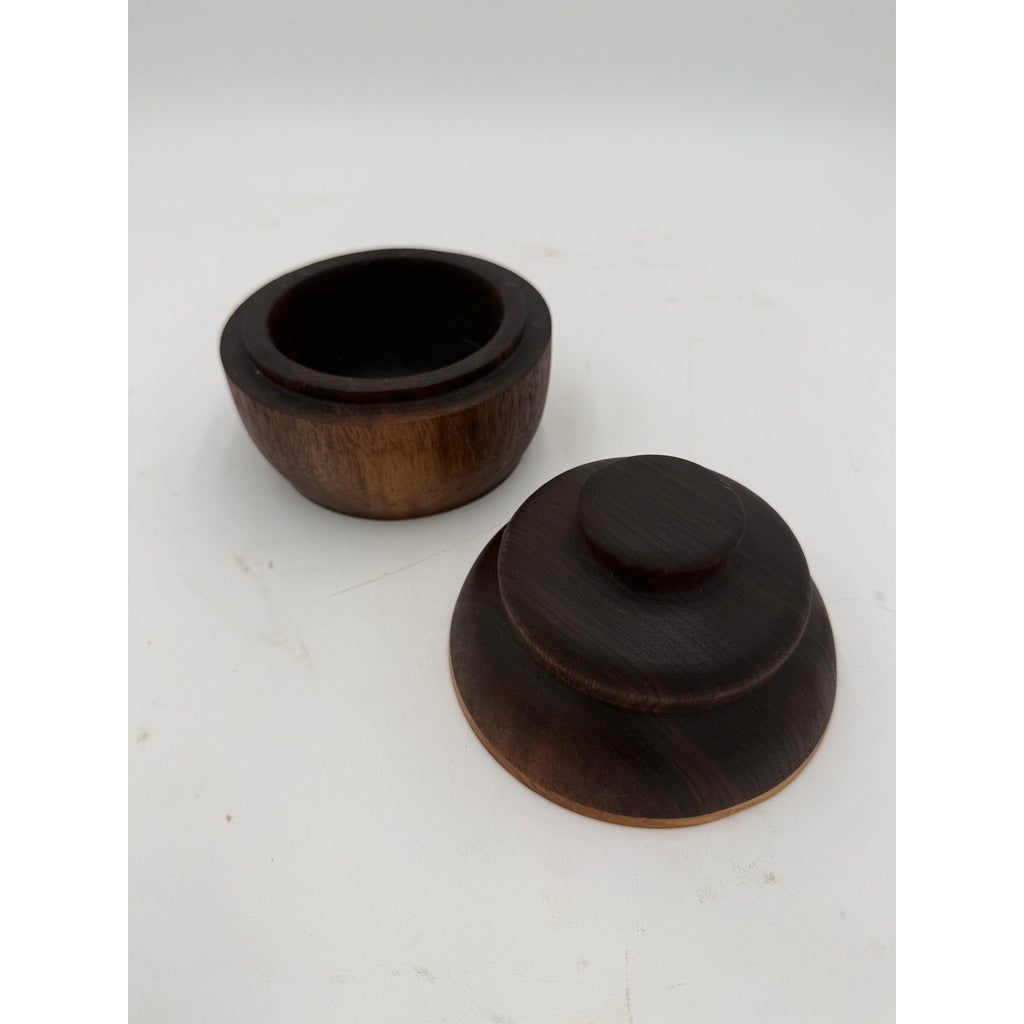 Hand Turned Walnut Lidded Box with Maple Trim, 4.5 x 4.5, catchall storage, jewelry holder, hand crafted gift