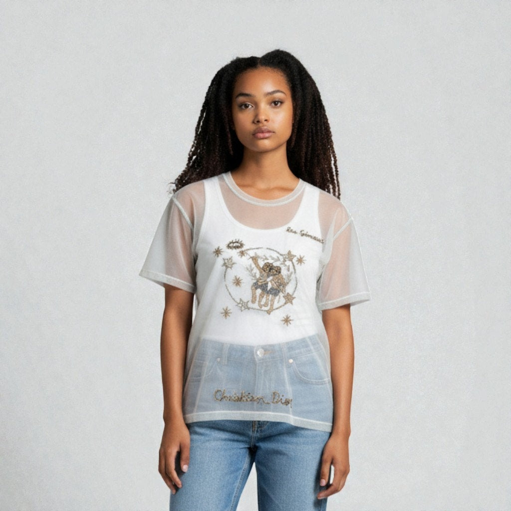 Christian Dior 2021-22 Les Gémeaux Mesh Embroidered Top & Tank