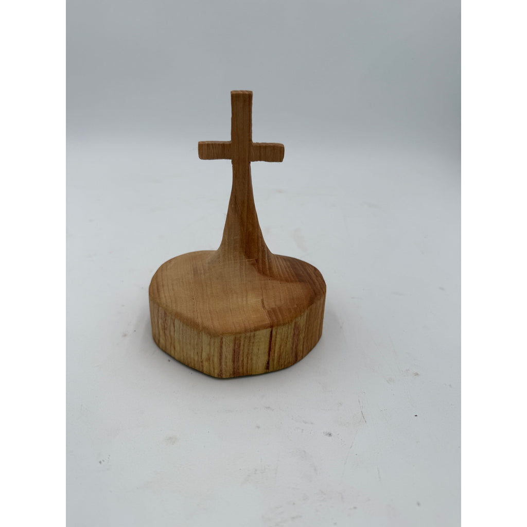 Handcrafted Honey Locust Wooden Cross Statue, solid wood, small tabletop decor, rustic log cross, handmade gift