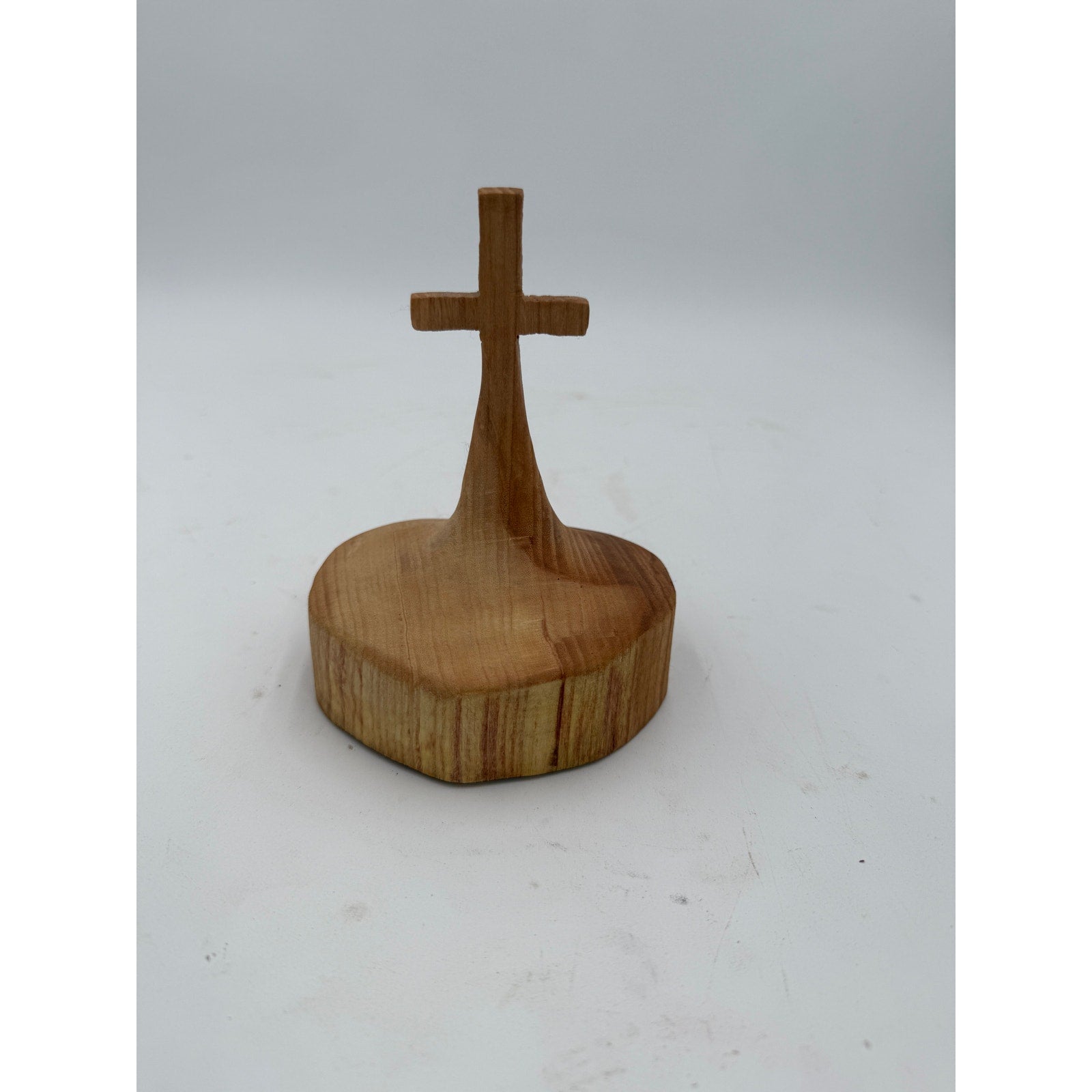 Handcrafted Honey Locust Wooden Cross Statue, solid wood, small tabletop decor, rustic log cross, handmade gift