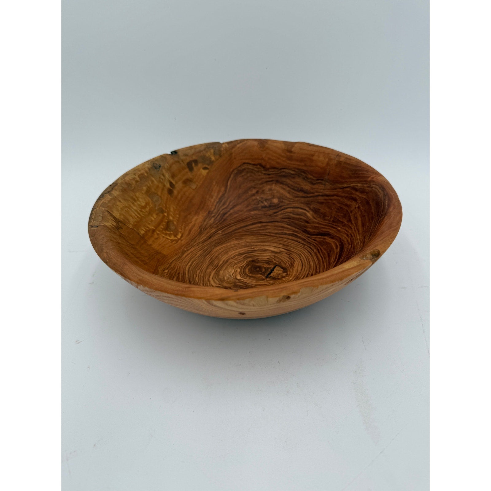 Hand Turned Hardwood Bowl for Rustic Decor, food safe finish, 10x3 inches, handmade wood art, salad or fruit serving