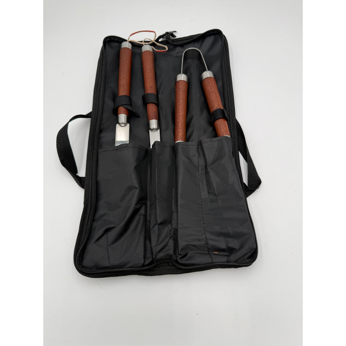 Handcrafted Mahogany BBQ Tools Set, 3 Piece, Carrying Case, Grill Utensils, SKU 1564