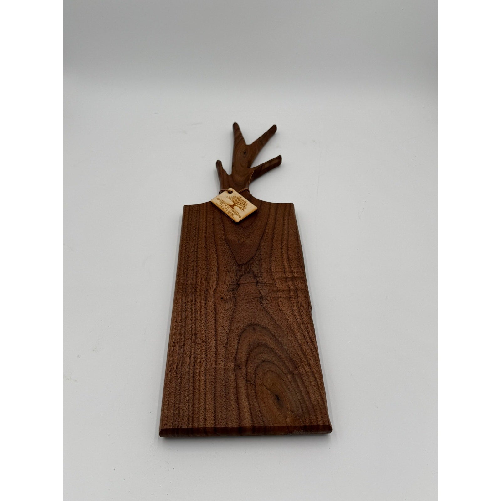 Walnut Charcuterie Board with Twig Handle, 22x6.5x1 size, decorative serving tray, functional kitchen gift, handmade USA