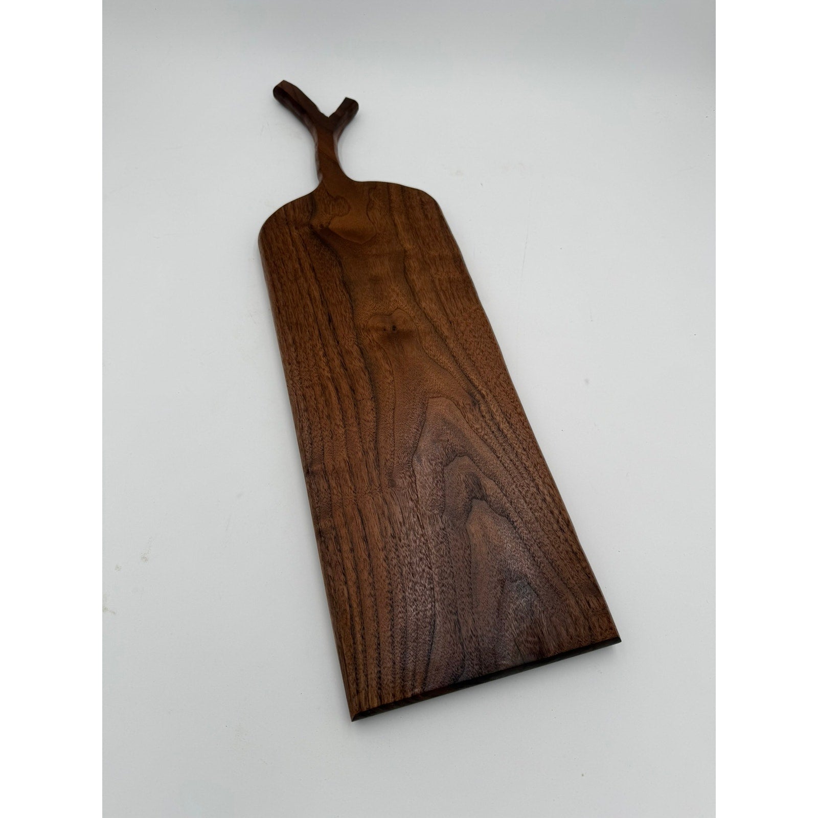 Walnut Charcuterie Board with Twig Handle, 25x7x1, food safe finish, serving tray, cheese board, handmade