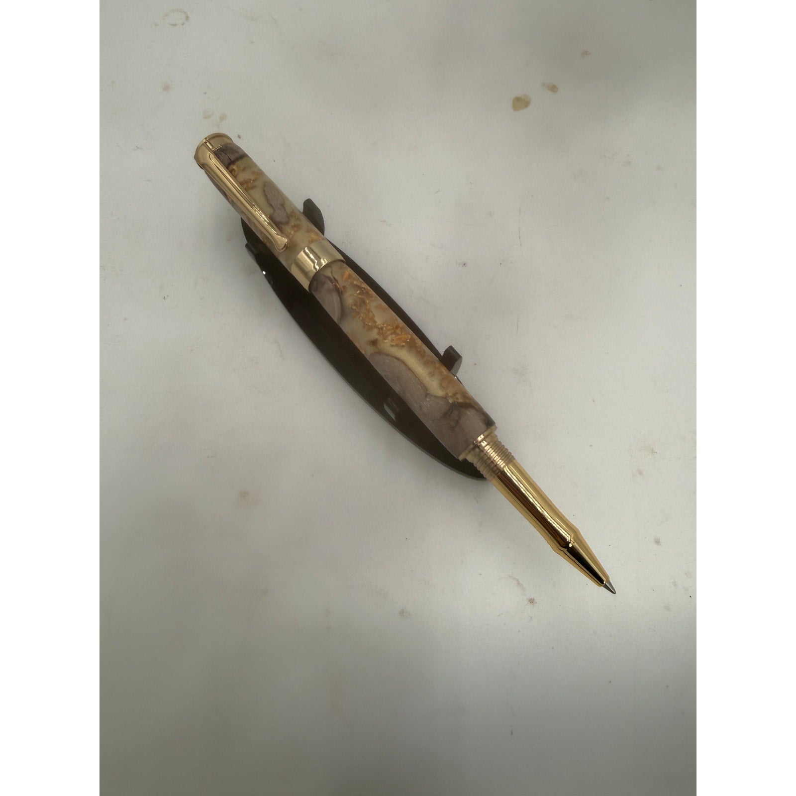 Beaufort Leveche Rollerball Pen, Gold Hardware, Epoxy Flake, Grapevine, Refillable, SKU 1435