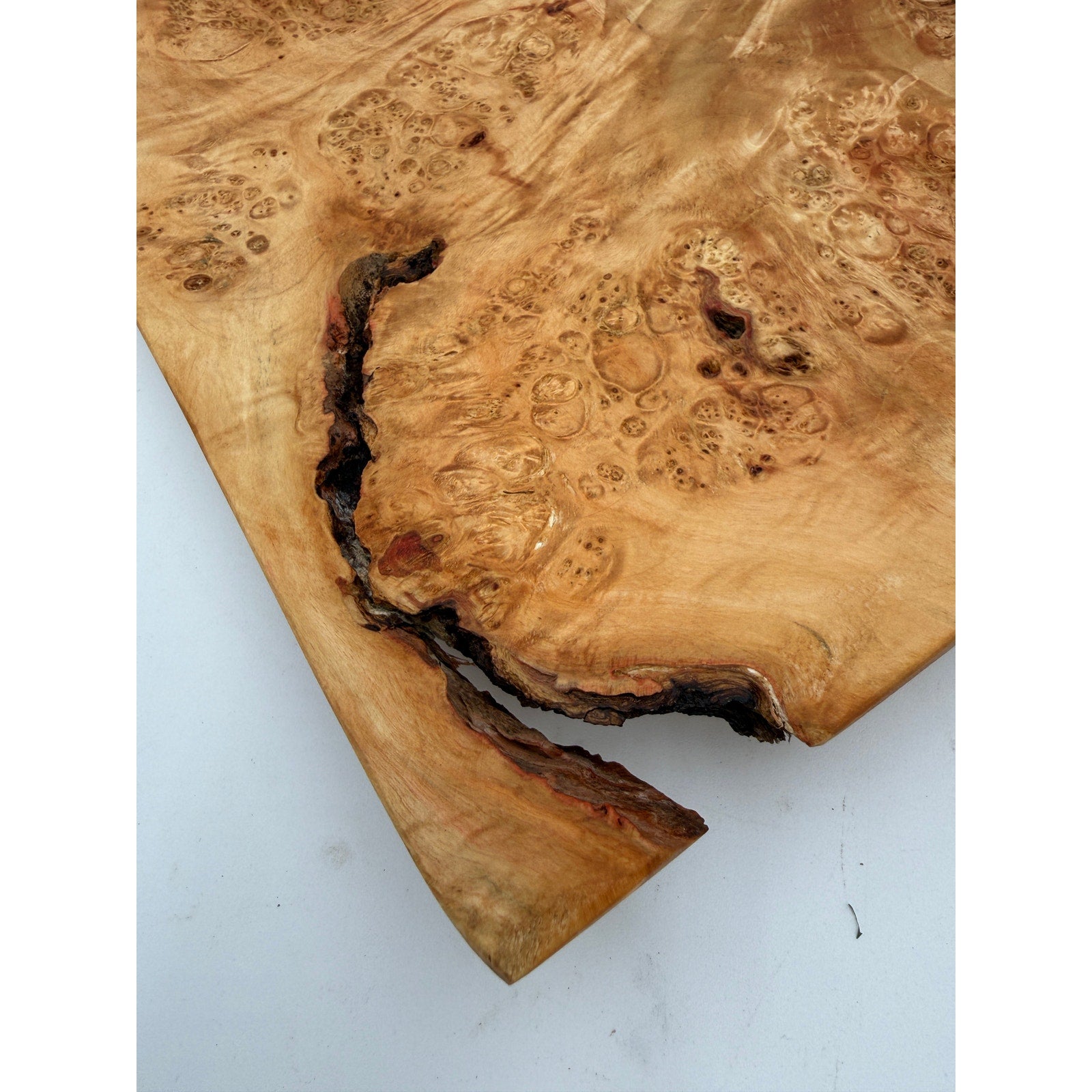 Box Elder Burl Hand Turned Square Bowl, 12x12x2 inches, natural edge, food safe finish, centerpiece decor