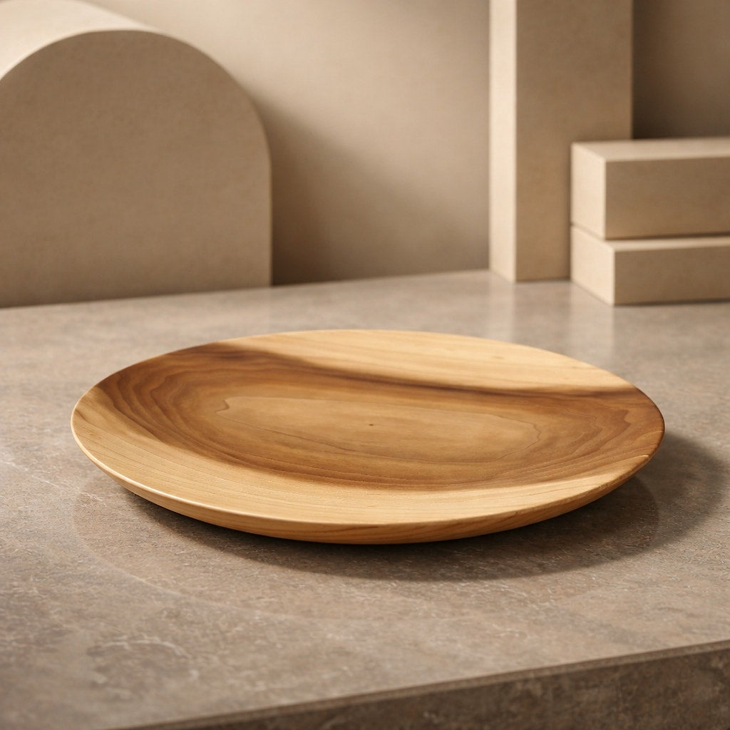 Rainbow Poplar Hand Turned Serving Platter, 11.75 x 1.5 inches, food safe finish, functional decor, handmade wood bowl