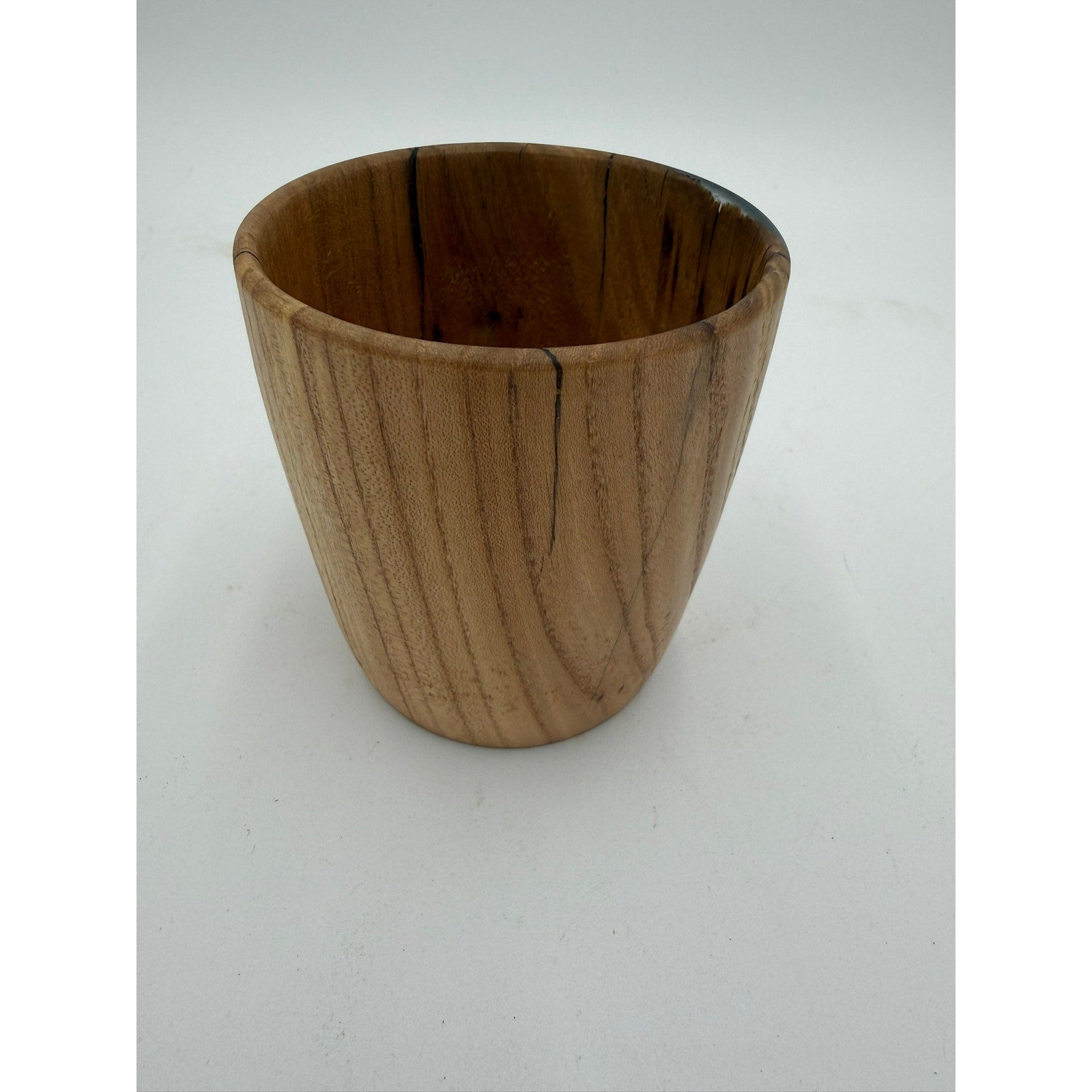 Modern White Oak Woodturning Bowl, handmade artistry, black resin detail, rustic home decor piece, small desk or entryway dish