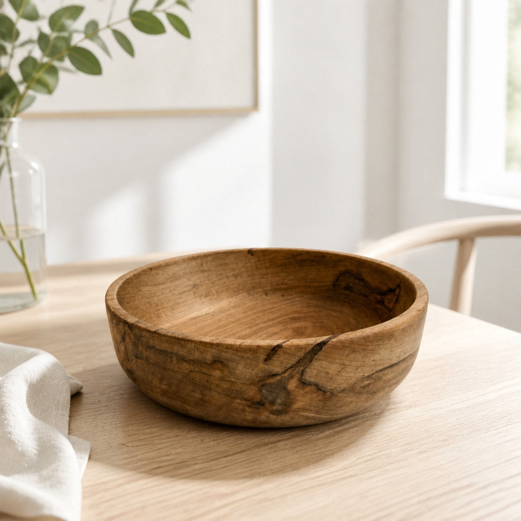 Hand Turned Ambrosia Maple Bowl, 12x4 Size, Rich Grain Patterns, SKU 1415