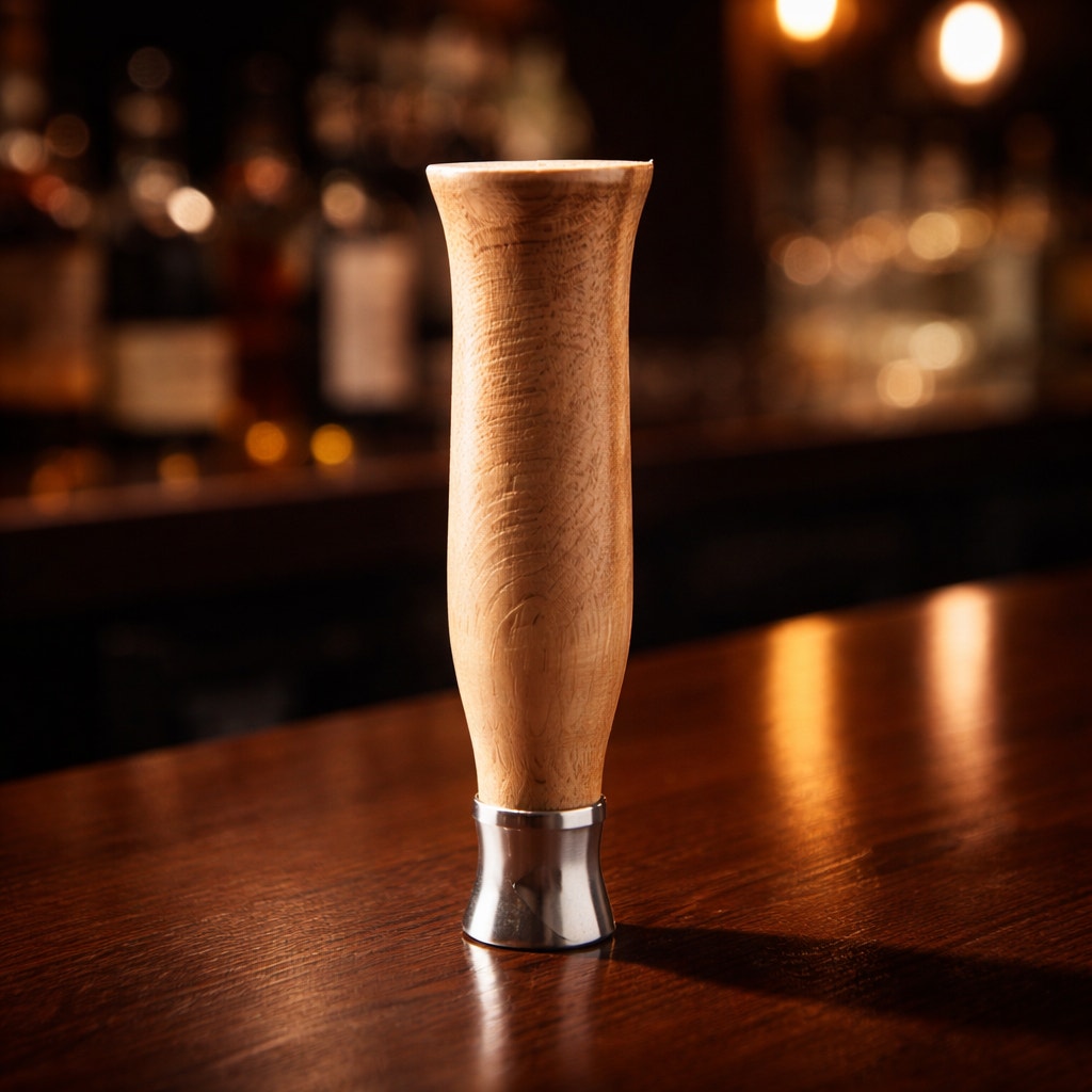 Hand Turned Maple Bottle Opener Handle, figured maple wood, handmade tool, ergonomic grip, durable stainless steel tip, bar accessory