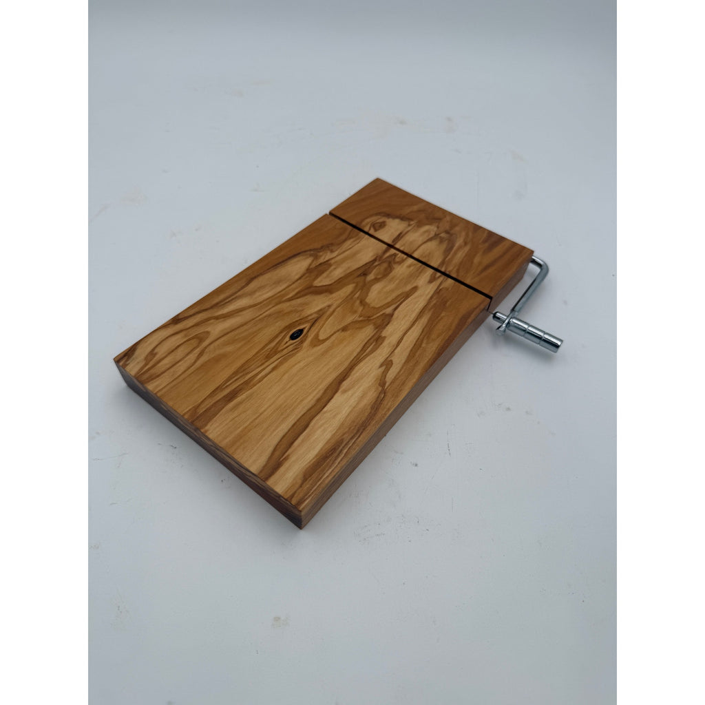 Italian Olivewood Cheese Cutter Board, Stainless Steel Wire, Handcrafted Kitchen Tool