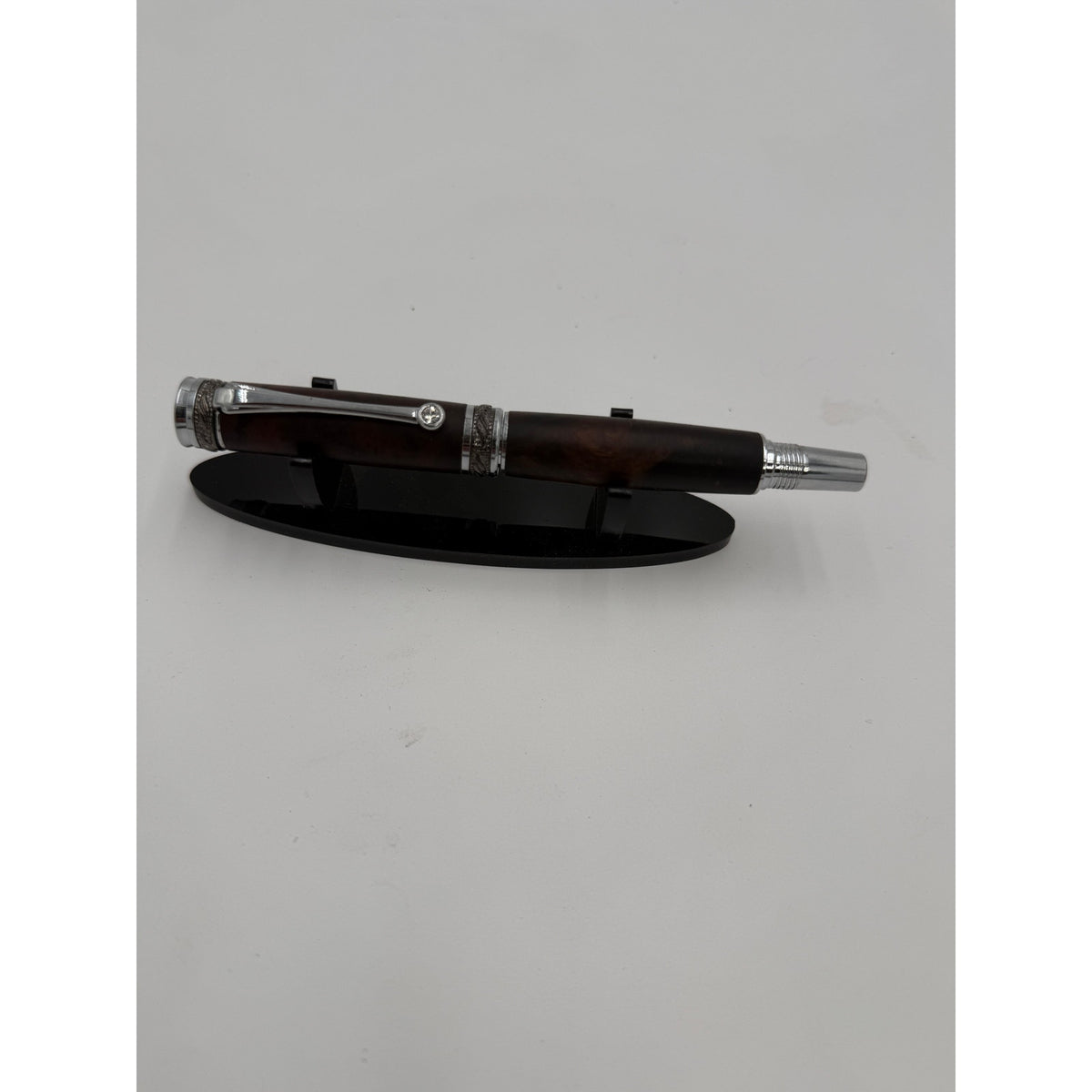 Custom Walnut Burl Rollerball Pen, Majestic Junior, Silver Hardware, Handcrafted Writing Gift