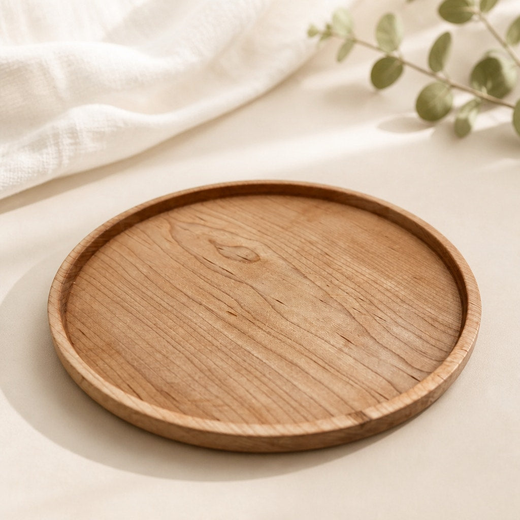 Hand Turned Maple Serving Tray, 10x1.25 Inch, Food Safe Finish, SKU 1413