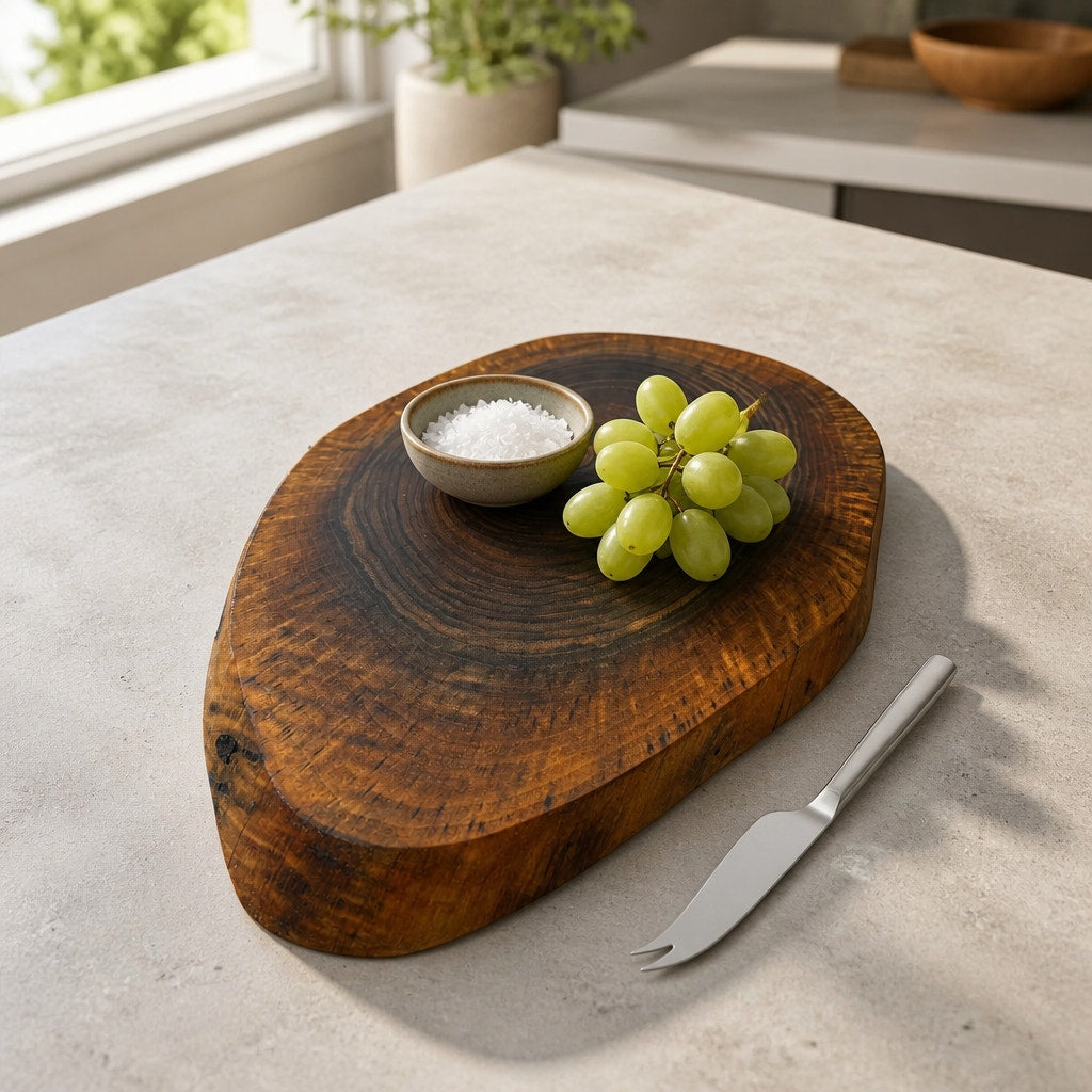 Handcrafted Walnut Live Edge Charcuterie Board, end grain, 14.5 x 9.25 x 1 in, serving platter, cheese board, rustic kitchen decor