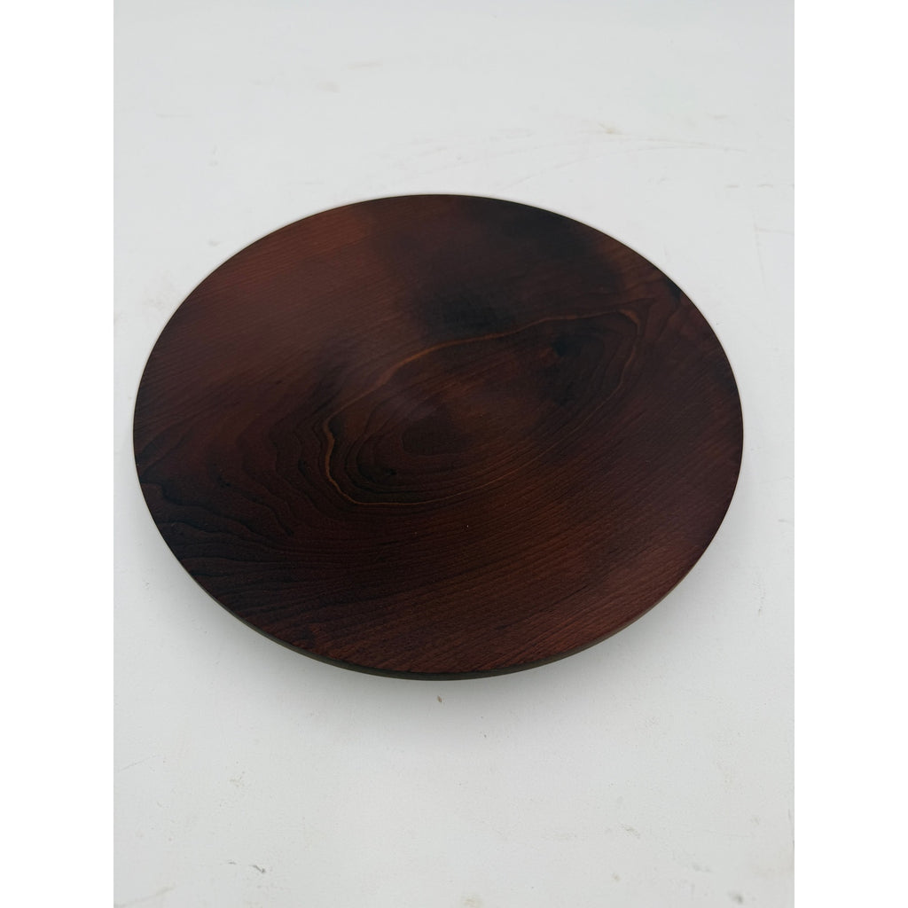 Roasted Maple Hand Turned Serving Platter, 8.75 x 1.25 in, rich dark finish, food safe oil, artisan wood decor