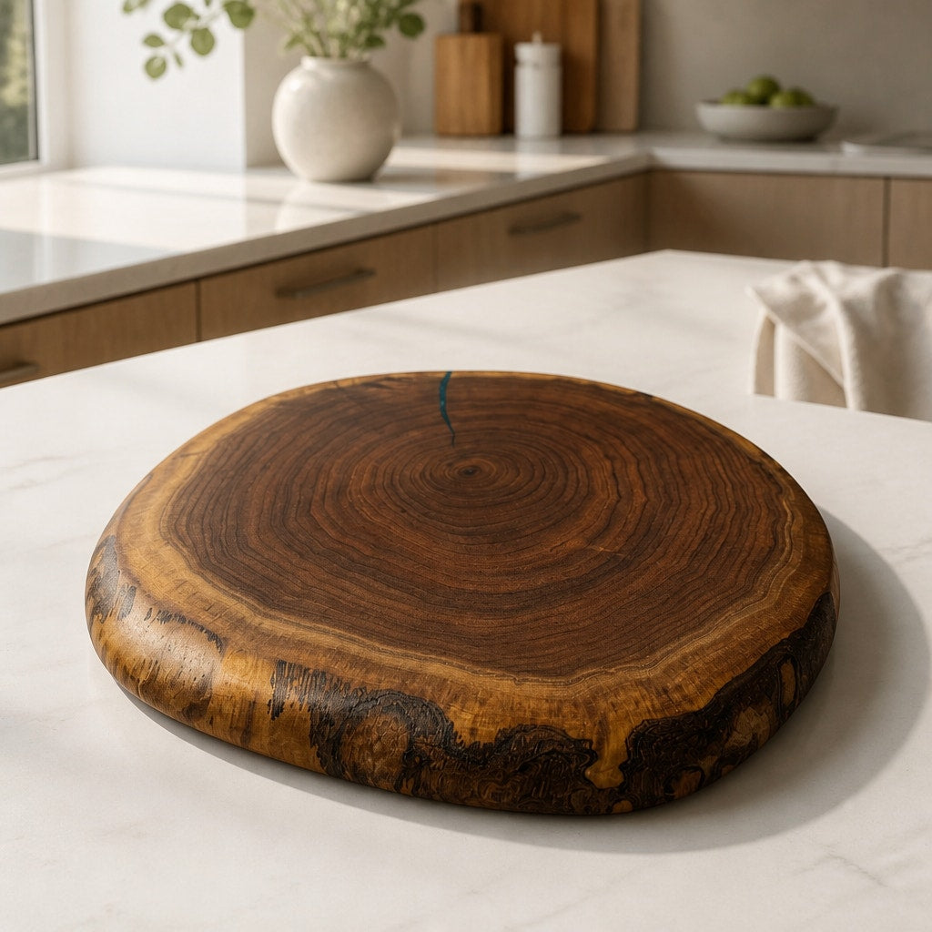 Live Edge Walnut Charcuterie Board Platter, end grain, 13.75 x 11.25 x 1 in, handcrafted, food safe finish