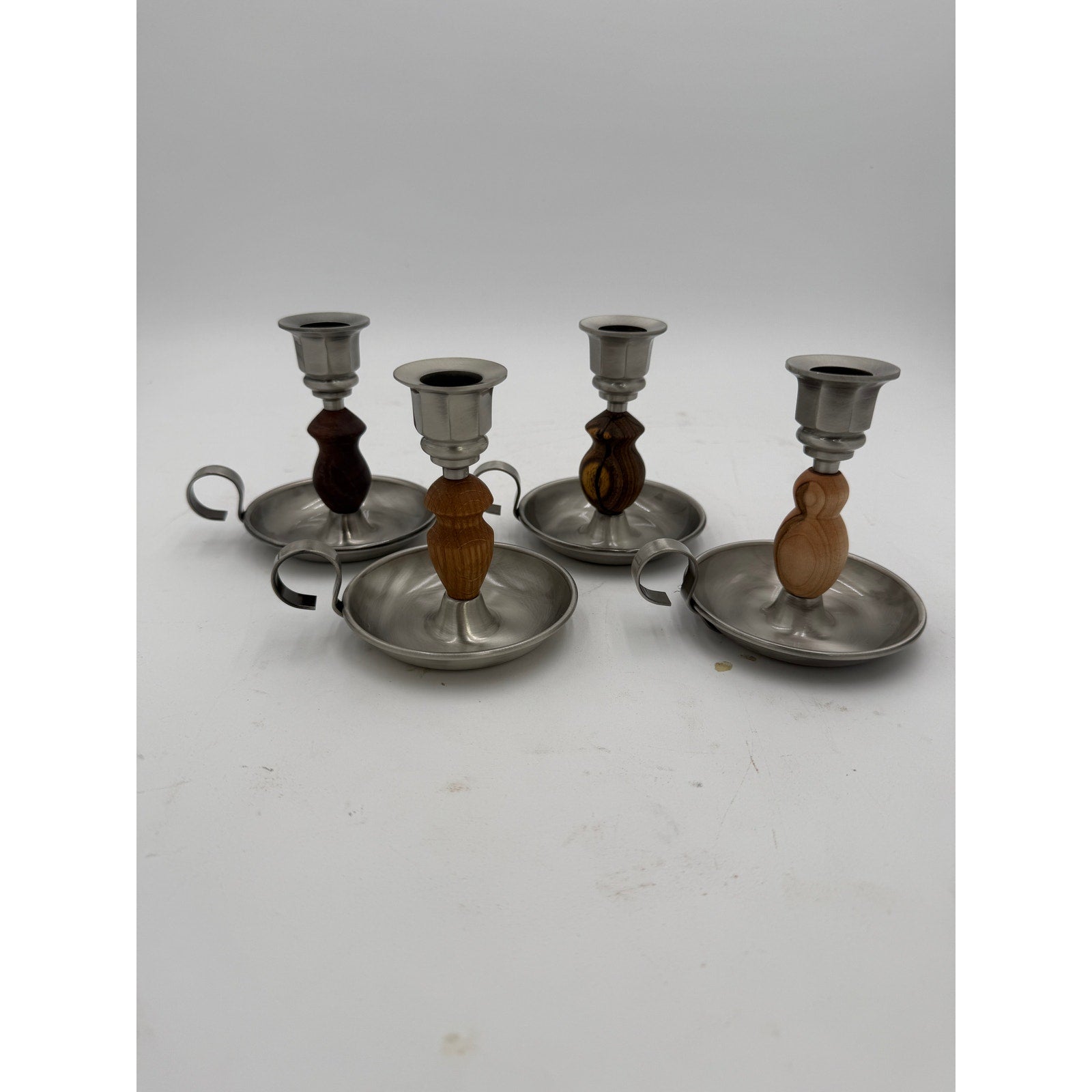 Hand Turned Wood Candle Holder, Brushed Satin Finish, 4 x 4 Inch, Hand Crafted