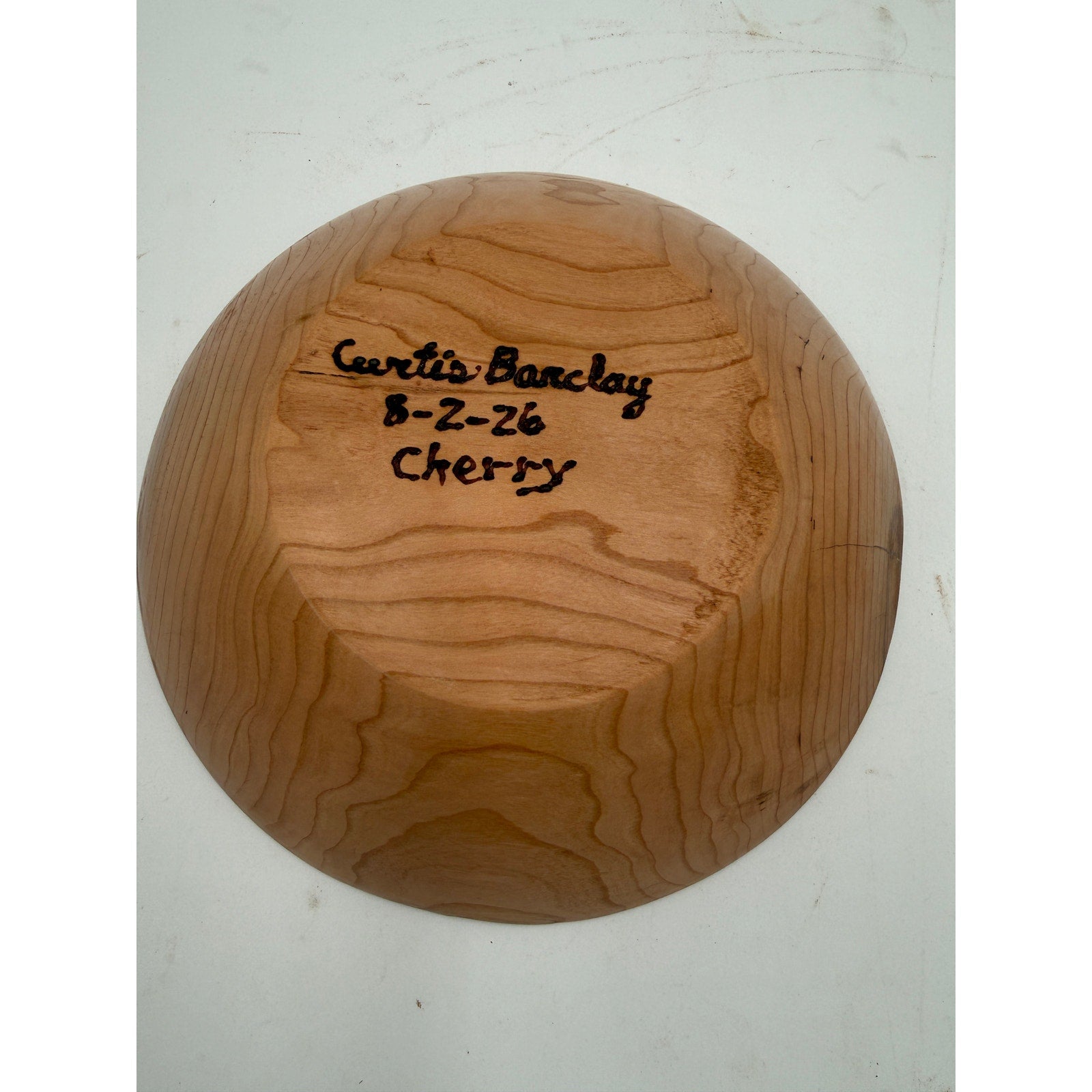 Hand Turned Cherry Wood Bowl, 9.5 x 2.25 Inches, Rustic Decor, SKU 1412